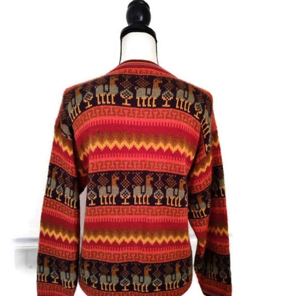 Arcohi's Alpaca Scene Knit Zip Up Sweater Nordic Winter Cold Weather Size Medium - Picture 3 of 5